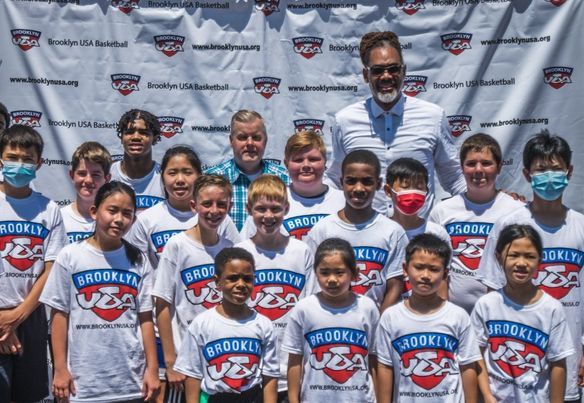 Brooklyn USA Basketball outdoor team photo with coaches